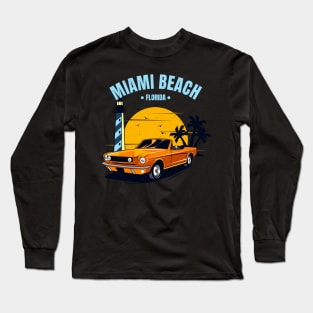 Miami Beach Muscle Car Florida Long Sleeve T-Shirt